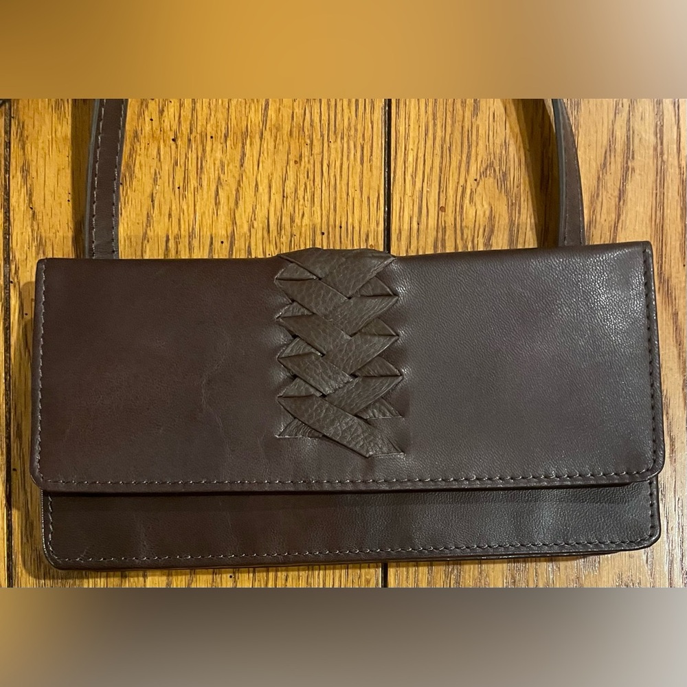 NWT LODIS Sling Crossbody/Wallet, brown, leather